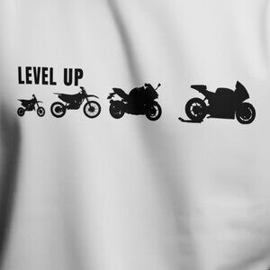 Level Up Motorcycle Evolution T-Shirt – Moto Rider Progression Graphic Tee